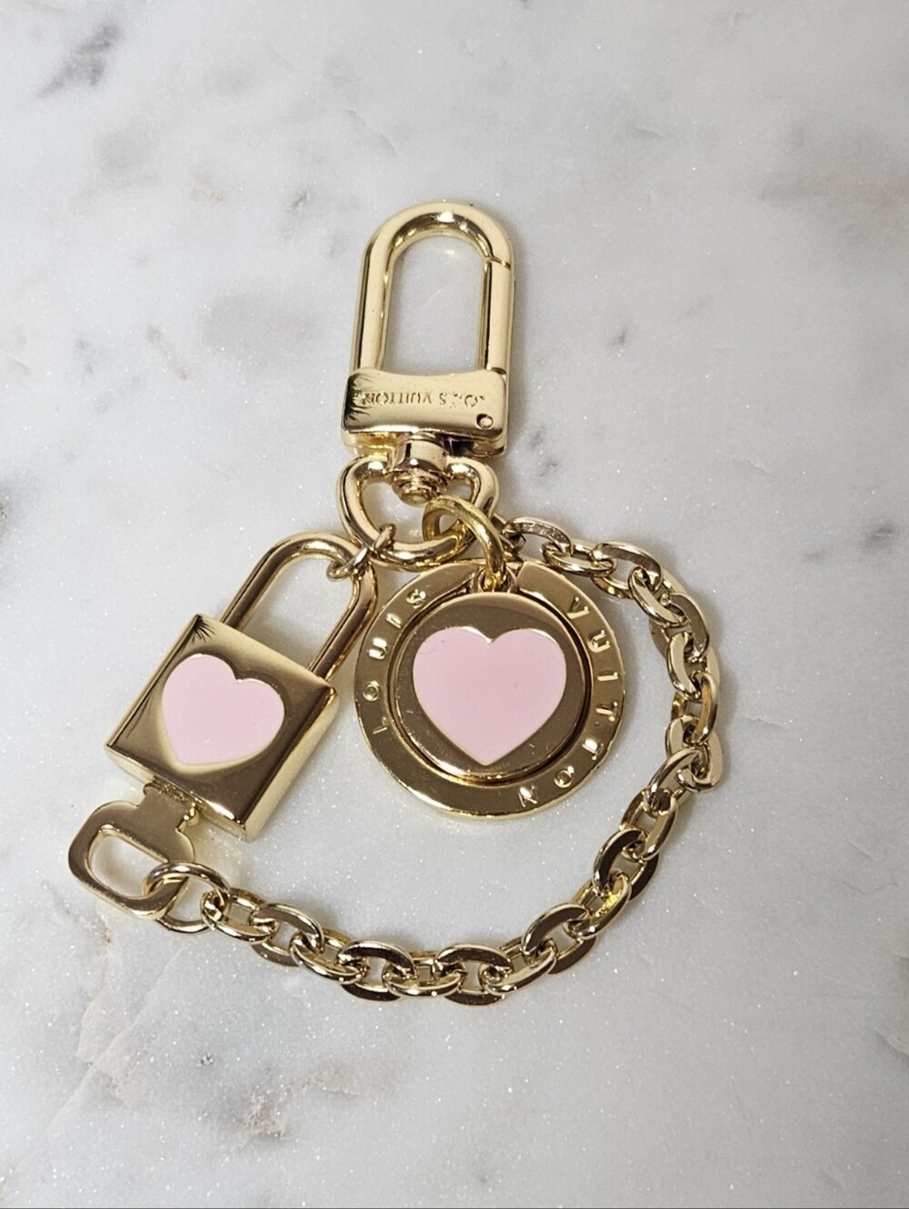 Pink Heart Lock and Heart Charm Key Holder
